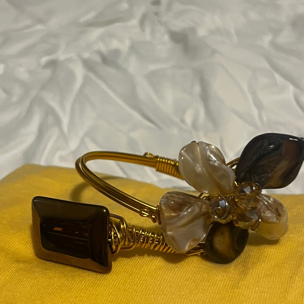Gold tone Floral Bracelet handmade in the Philippines
